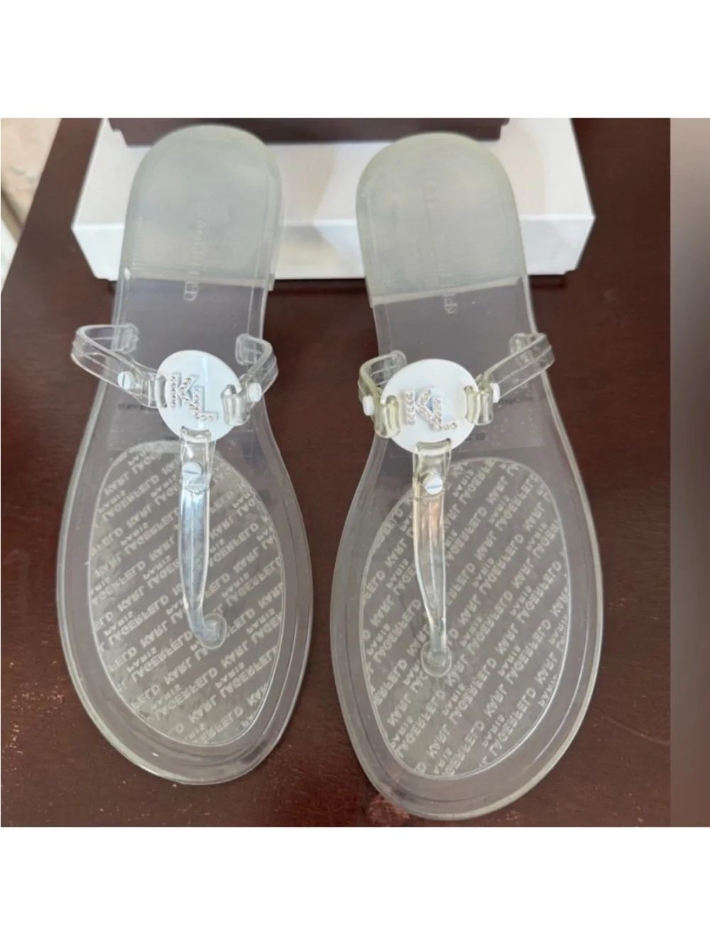 Karl Lagerfeld Clear/Transparent Jelly Slide Sandals